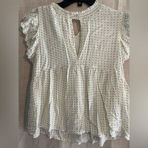 Peach Love California Cream Ruffled Blouse